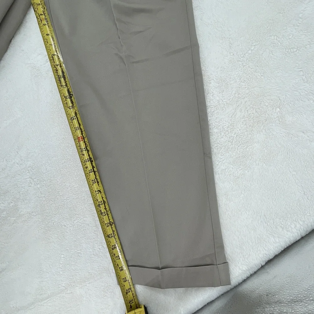 IZOD Slacks Saltwater Double Pleat Cuffed Cotton Chino Pants 38x30 Beige Khakis